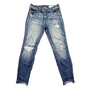 Pistola Jeans Womens 30 Blue Denim Skinny Distressed‎ Raw Hem Made In USA